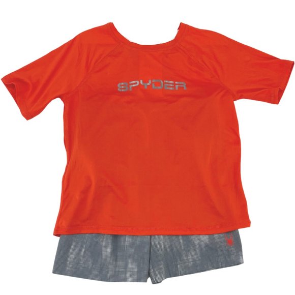 Spyder | Boy's Swim Set | 2 Pieces | Orange & Grey | Size XL (14/16) - Picture 1 of 2